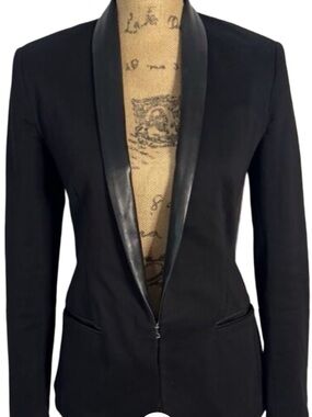 RAG & BONE Lamb Leather Collar Blazer Jacket Black Size 10